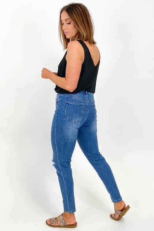 Wakee Mollie Ripped Jean Dark Blue