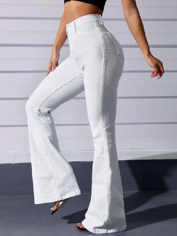 White Super Flare Bootcut High Waist Jeans