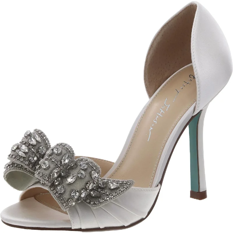 Landn Womens Bow Peep-Toe D'Orsay Heels