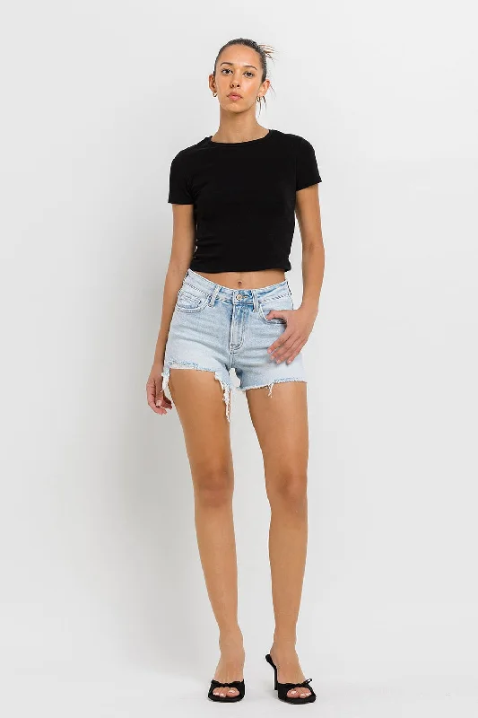 Rebecca High Rise Distressed Hem Shorts by Vervet