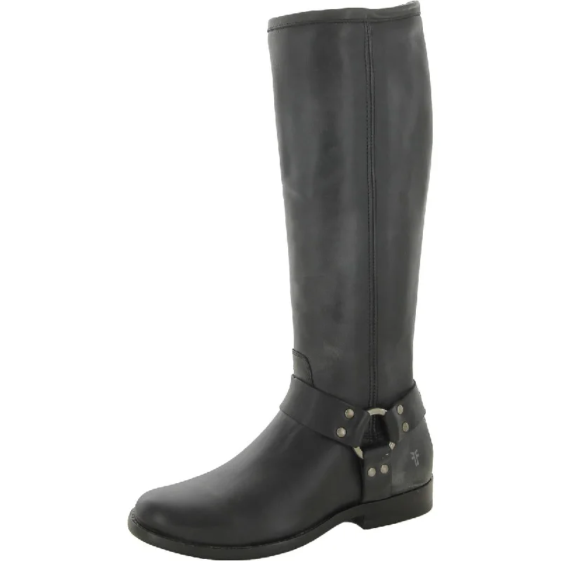 Womens Faux Leather Harness Knee-High Boots