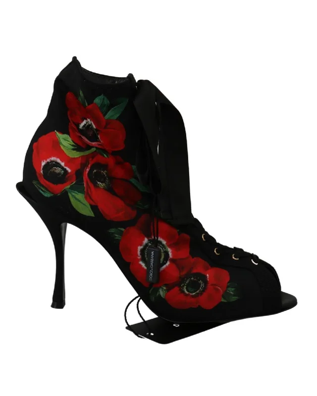 Dolce & Gabbana Floral Heel Booties with Italian Craftsmanship