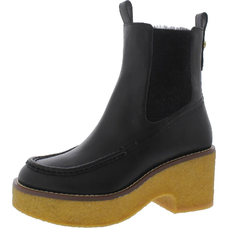 Delaney Womens Leather Faux Fur Chelsea Boots