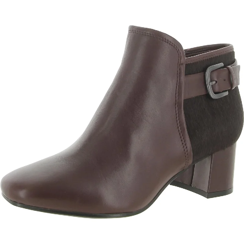 Nailah Womens Leather Almond Toe Booties