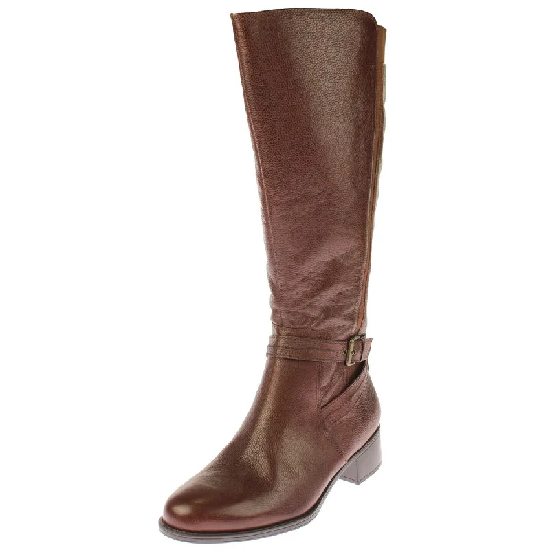 Wynnie Womens Wide Calf Leather Knee-High Boots