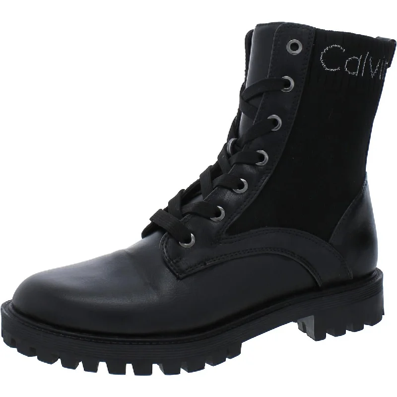 Galica Womens Faux Leather Ankle Combat & Lace-Up Boots