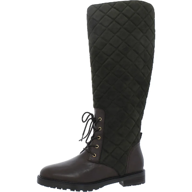 Hollie II Womens Suede Quilted Knee-High Boots