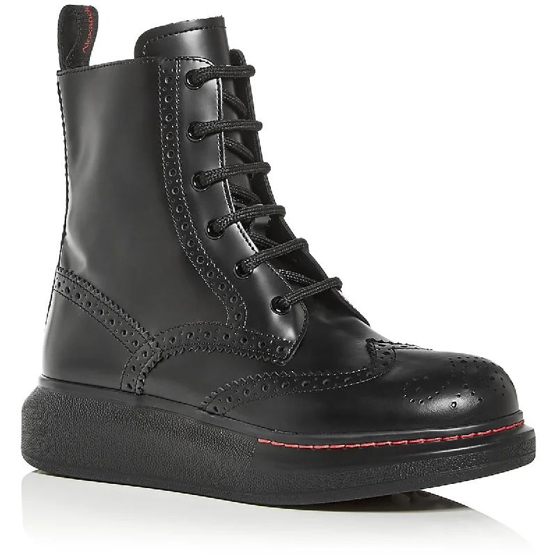 Hybrid Wingtip Womens Leather Lace-Up Combat & Lace-Up Boots