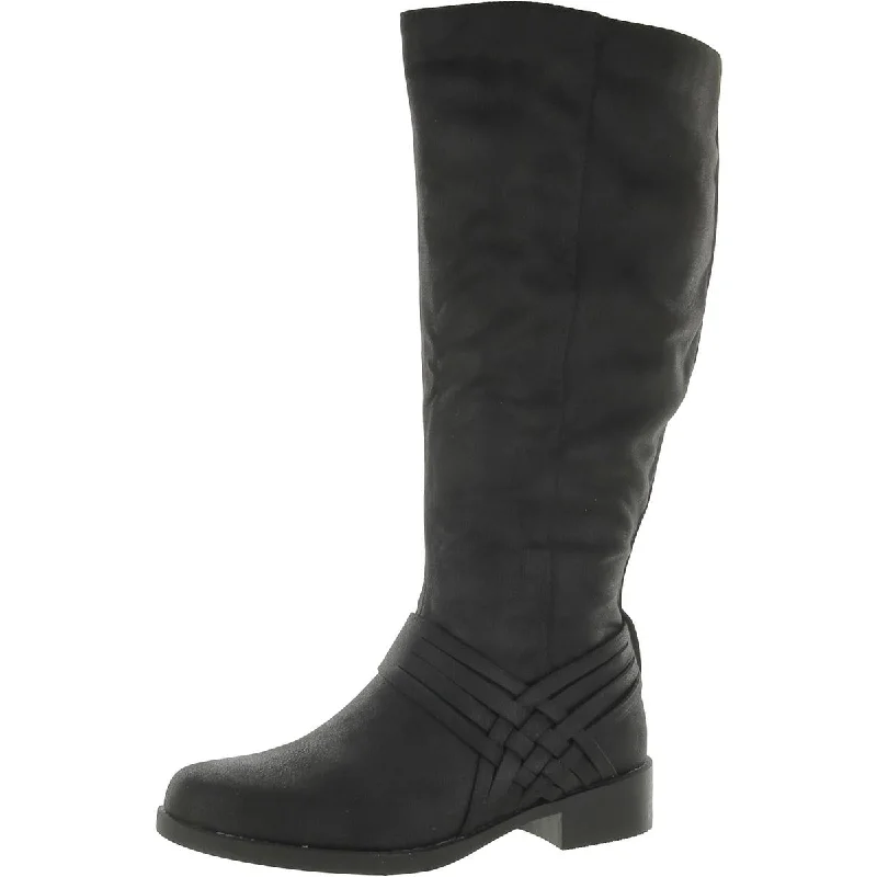 Womens Faux Leather Extra Wide Calf Knee-High Boots