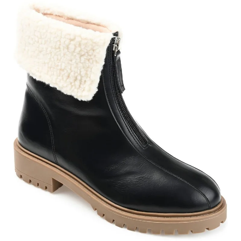 Fynn Womens Faux Leather Ankle Booties