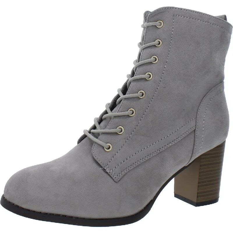 Womens Faux Suede Combat & Lace-Up Boots