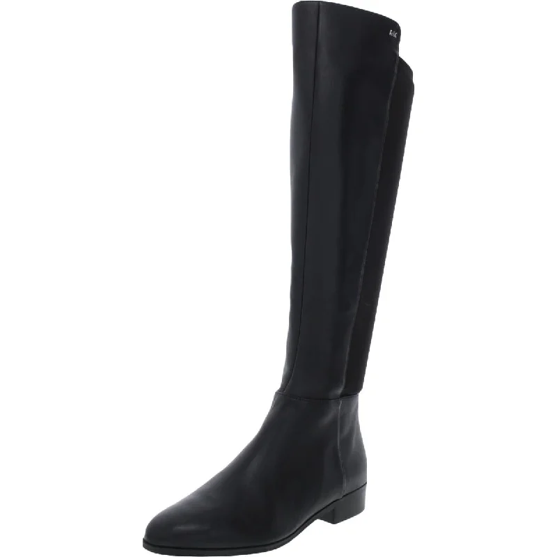 Womens Leather Almond Toe Mid-Calf Boots