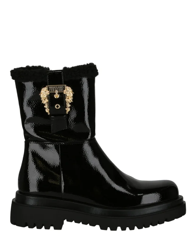 Versace Jeans Womens Baroque Buckle Drew Boots