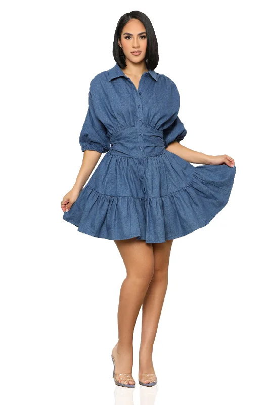 Chic Chambray Baby Doll Dress