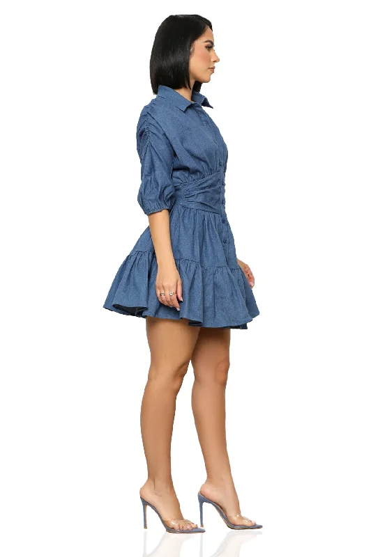 Chic Chambray Baby Doll Dress