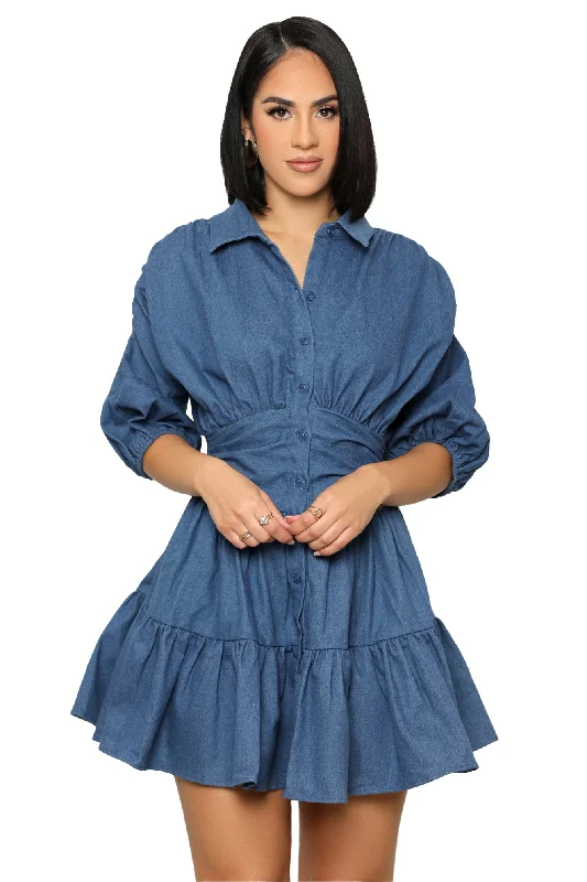 Chic Chambray Baby Doll Dress