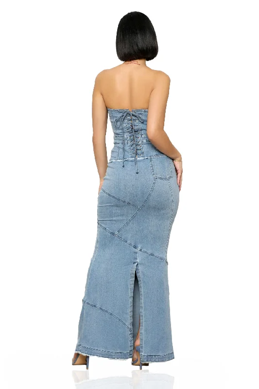 Denim Down Maxi Dress-FINAL SALE