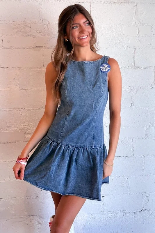 Denim Drop Waist Dress