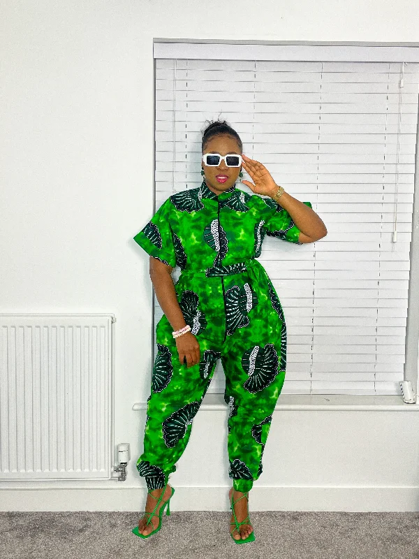 Andrea Green Ankara Jumpsuit