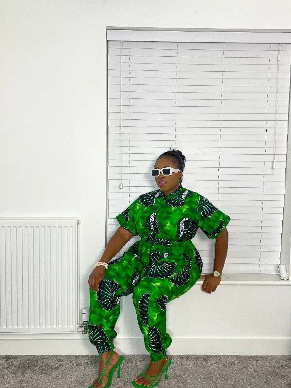 Andrea Green Ankara Jumpsuit