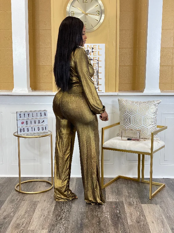 Best of Today Metallic Jumpsuit (Gold)