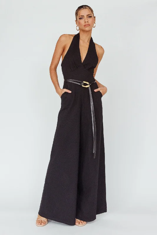 Hilaria Halterneck Jumpsuit Black