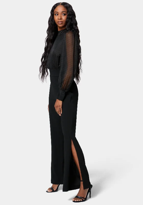 Puff Sleeve Flared Leg Jumpsuit