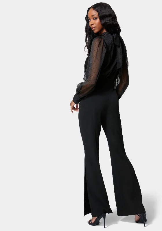 Puff Sleeve Flared Leg Jumpsuit