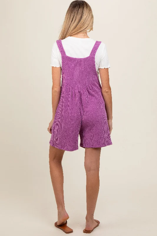 Purple Ribbed Maternity Romper