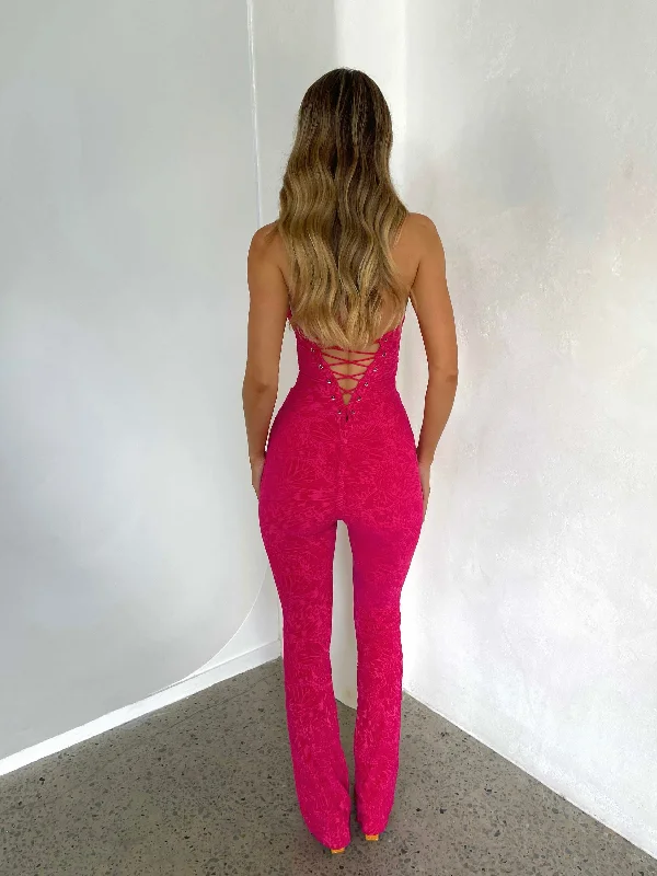 SAWYER JUMPSUIT PINK BURNOUT