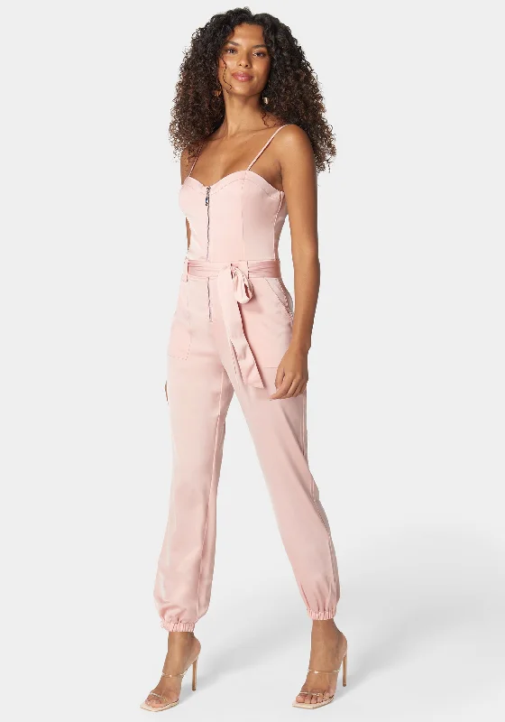 Self Tie Bustier Jogger Jumpsuit