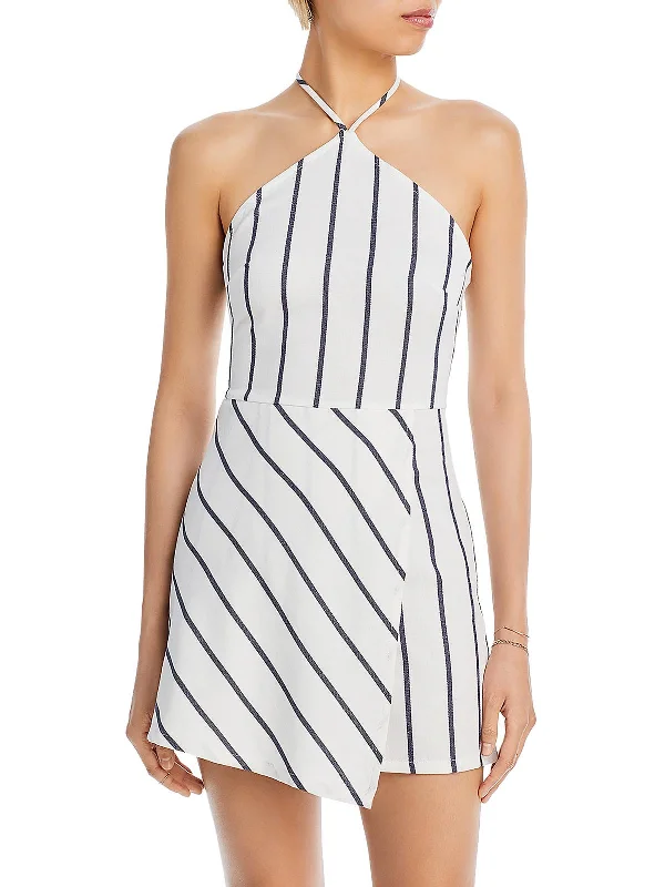 Womens Halter Top Striped Romper