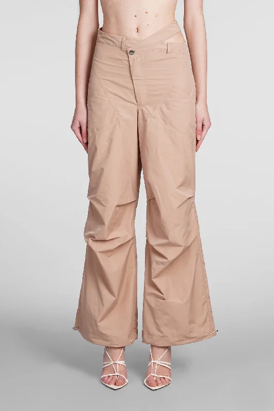 Pants in beige polyester