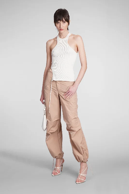 Pants in beige polyester