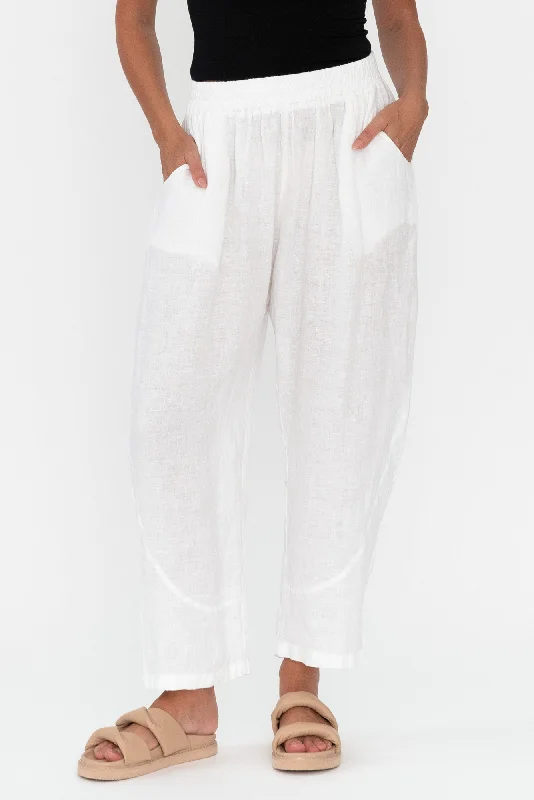 Ataya White Linen Pants