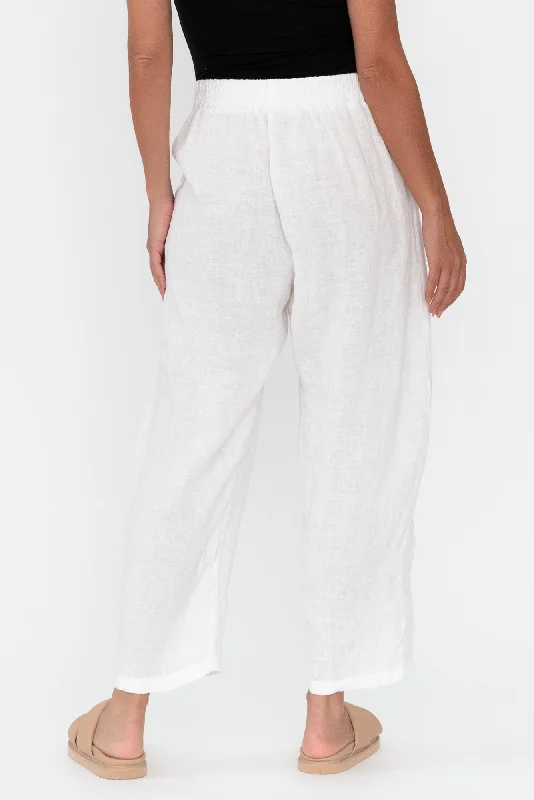 Ataya White Linen Pants