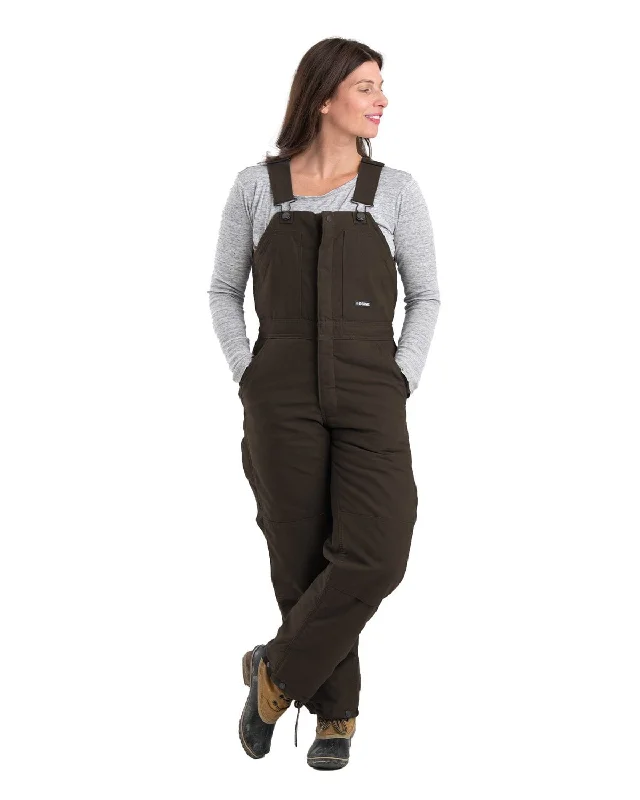 Berne Apparel Womens Softstone Duck Insulated Dark Brown 100% Cotton Bib Overall