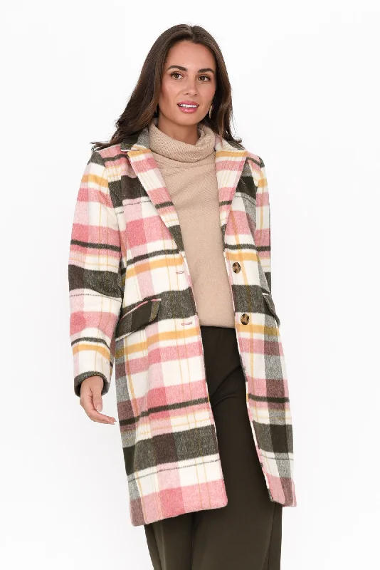 Blanche Blush Check Coat