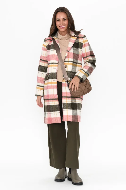 Blanche Blush Check Coat