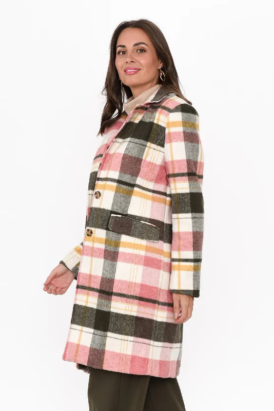 Blanche Blush Check Coat