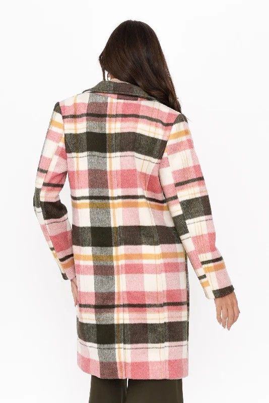 Blanche Blush Check Coat