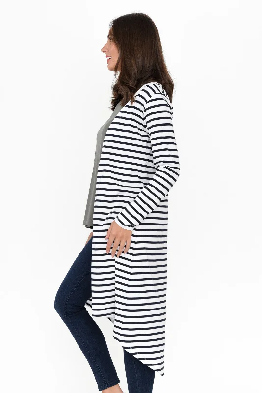 Byron Blue Stripe Cotton Cardigan