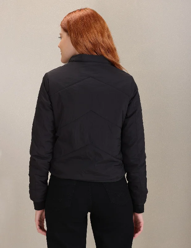 Detachable Hood Solid Crop Jacket