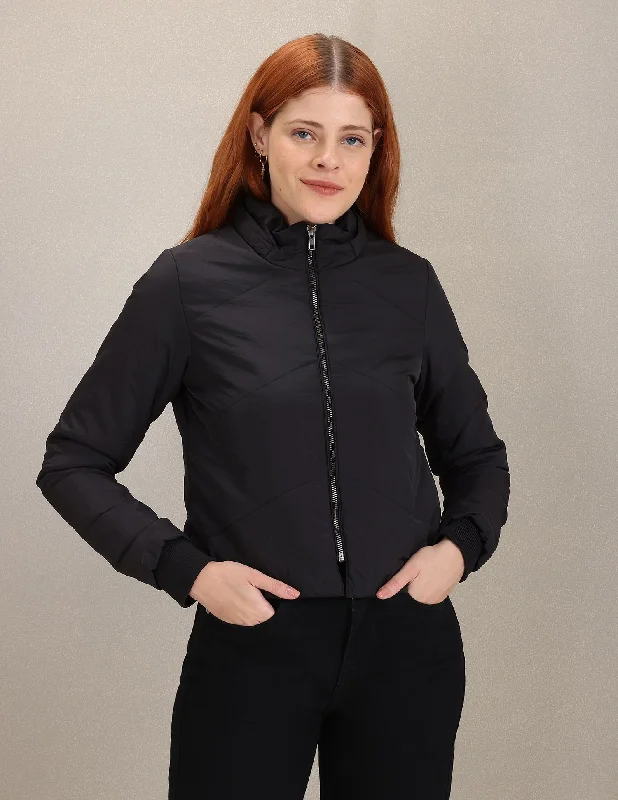 Detachable Hood Solid Crop Jacket