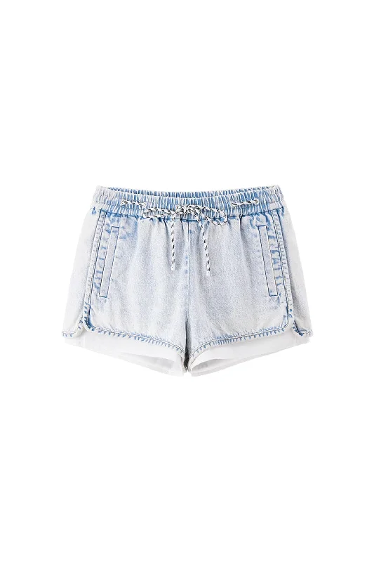 Elastic Waist Two Piece Set Denim Shorts