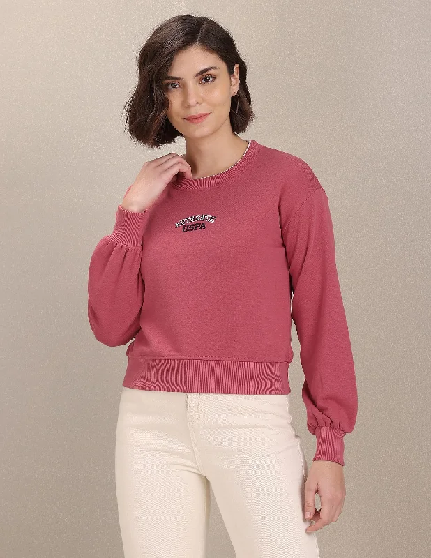 Embroidered Typographic Solid Sweatshirt