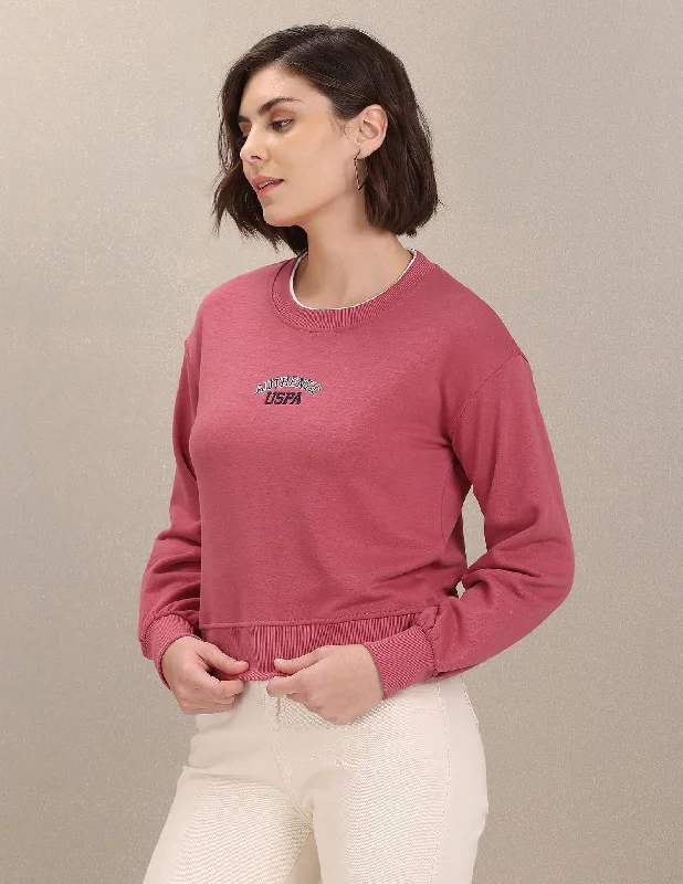 Embroidered Typographic Solid Sweatshirt