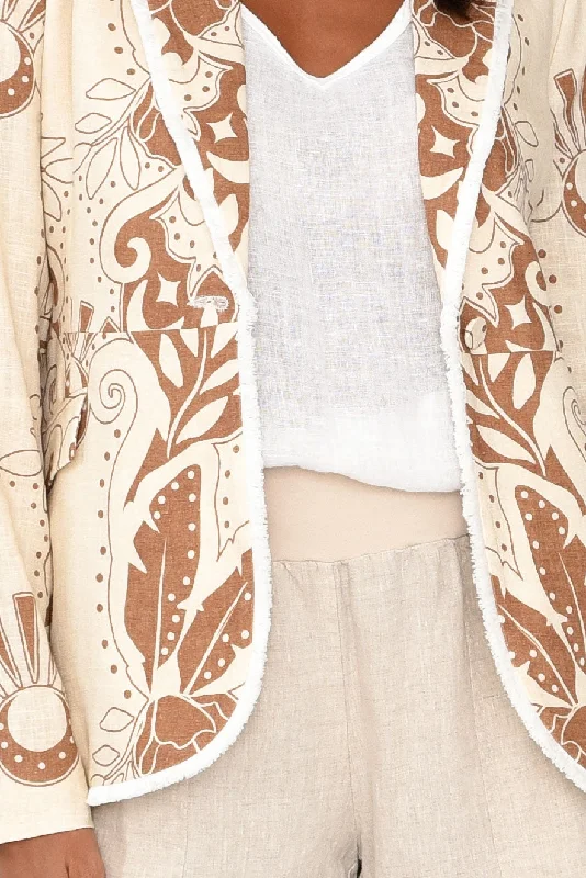 Granada Cream Abstract Gathered Blazer