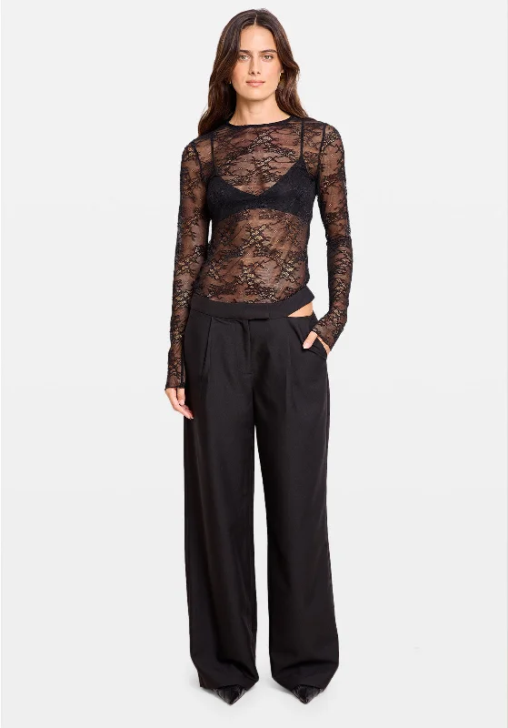 LOW RISE ASYMMETRIC CUTOUT PANT BLACK