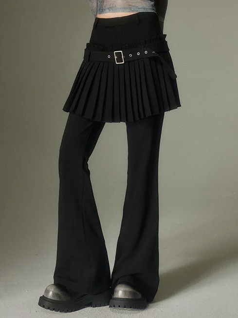 Micro-Flared Pants With Illusion Of Two Pieces